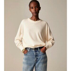 NWT J. Crew Cashmere Relaxed Crewneck Sweater Heather Muslin